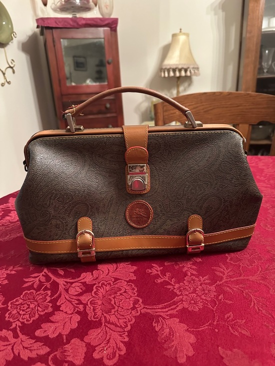 Handbags - Etro Paisley Coated Canvas & Leather Doctor’s Bag Top Handle Bag